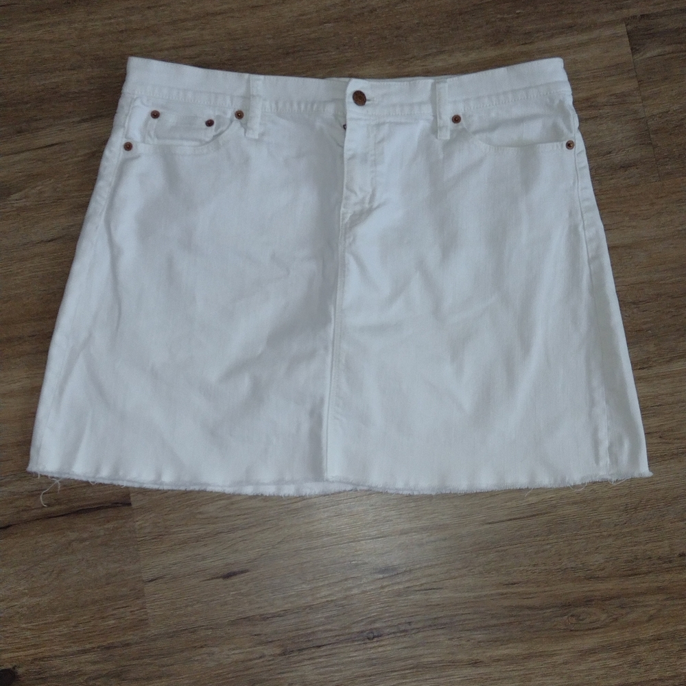 J Crew White Skirt Women’s 14 Short Mini Denim Pockets